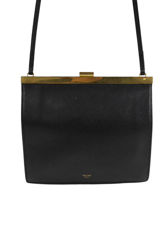 Celine Womens Single Strap Smooth Calfskin Mini Clasp Shoulder Handbag Black - Bild 2 von 17