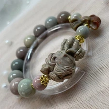 Natural Stone Arashan Agate Phoenix Bracelet, 16cm, Gold Accents