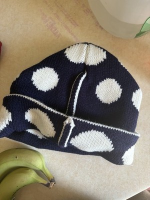 Charles Jeff Loverboy Polka Dot Beanie Hat White Navy Ear Flap Men Winter Fall