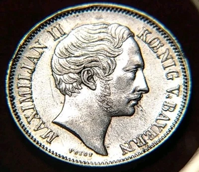 4668) Königreich Bayern Maximilian 1/2 Gulden 1863 in f. VZ / AU - Bild 1 von 4