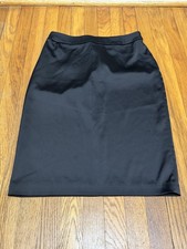 Vintage Tadashi Shoji Black Satin Straight Pencil Skirt Size 10 Made in USA