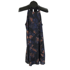 Everly Floral Halter Trapeze Dress Women's Small Sleeveless Keyhole Date Night