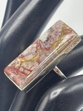 Vtg Crazy Lace Agate Ring Sterling Silver 925 Size 6 Southwestern