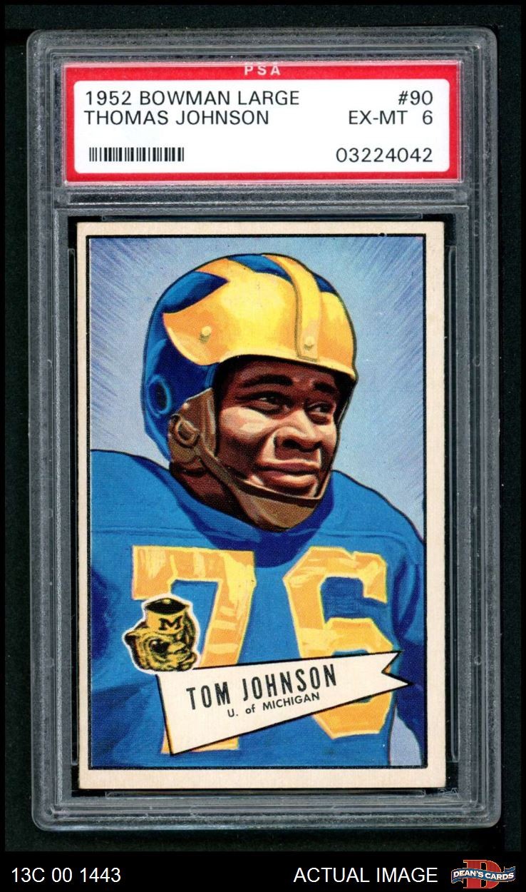 1952 Bowman Large #90 Thomas Johnson Packers SHORT-PRINT Michigan PSA 6 - EX/MT
