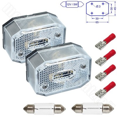 2x Aspöck Flexipoint 1 Begrenzungsleuchte Positionsleuchte + Soffitte + Stecker
