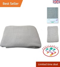 Image of Stylish Grey Cotton Cellular Blanket - Extra Soft for Baby's Comfort, 100x150 cm