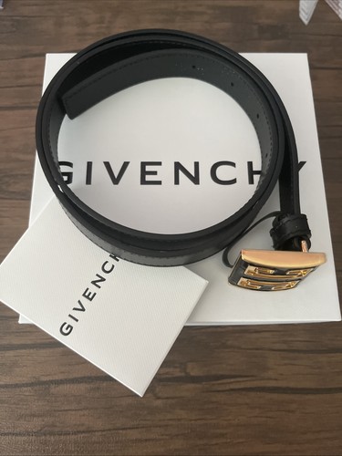 Authentic Givenchy 4G Buckle Belt Black Leather - (BB407YB20A 001)