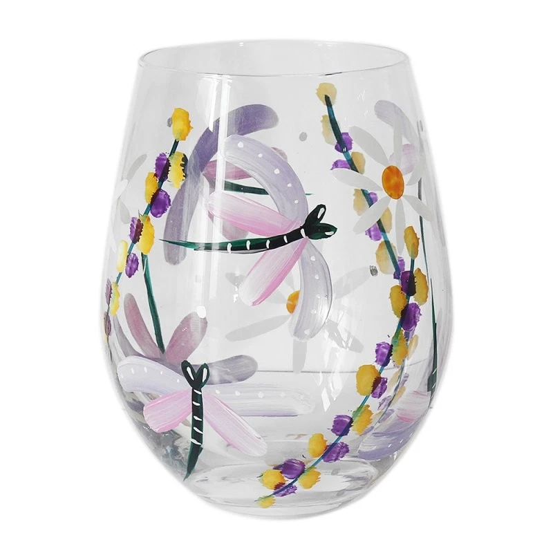 Lesser & Pavey Glass Lily | 1 Pezzo-9x9x21 cm Lynsey Johnstone-Bicchiere da Gin Dipinto a Mano, con Confezione Regalo, Vetro, Rosa
