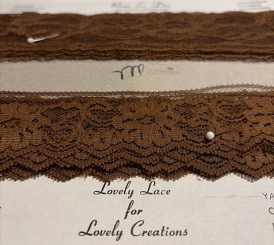 Rose E Dee Vtg Lace Cardboard Flat 4112 Dk Brown Floral 2 Widths Almost 10 Yds