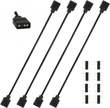 4 Pcs 5V 3-Pin ARGB Extension Cable, ARGB 1-To-1 Female to Female Cable Extensio