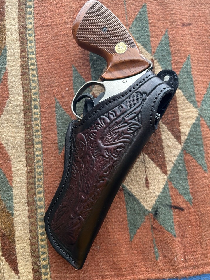 Soft Suede Lined Leather Holster Fit S&W 686 586 66 19 Taurus 627 Colt ...