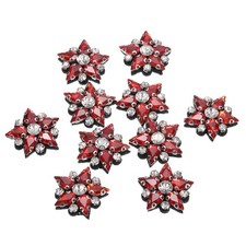 Handmade Star Beaded Patches, 10Pcs Crystal Rhinestone Appliques, Red