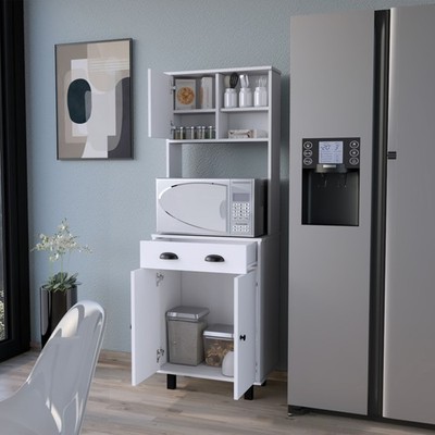 Tacna Kitchen Pantry with ample storage, 2 open shelves, 1 drawer, 1 cabinet,
