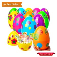 12 Pcs Jumbo 6-Inch Colorful Easter Eggs - Fillable Fun for Celebrations
