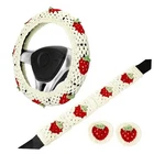Crochet Steering,Cute Car Steering Wheel Cover Boho 14-15 in, Wheel Cover Set