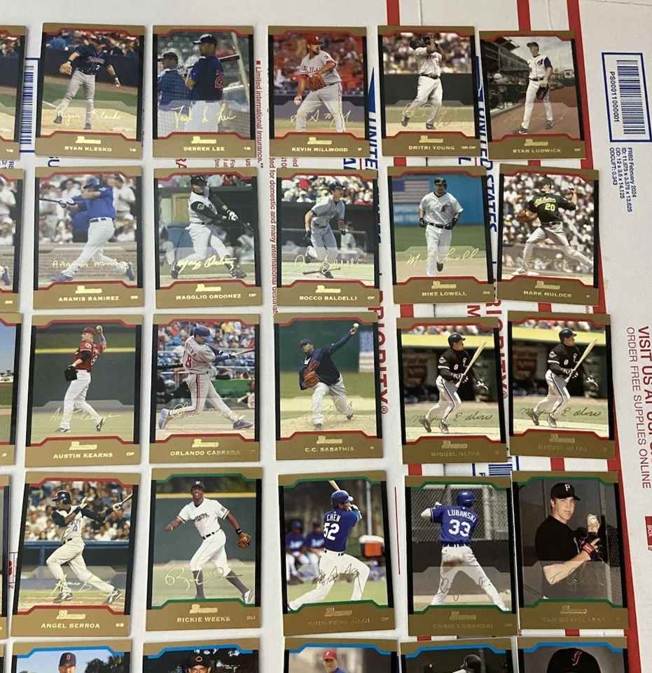 Lote de 87 tarjetas paralelas de béisbol Bowman Gold 2004 - duplicadas - todas las mangas Foto 3 de 4