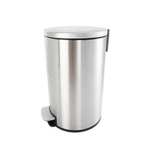 Bathroom Trash Can, 3.1 Gallon, Stainless Steel Round Step on Garbage Bin silver