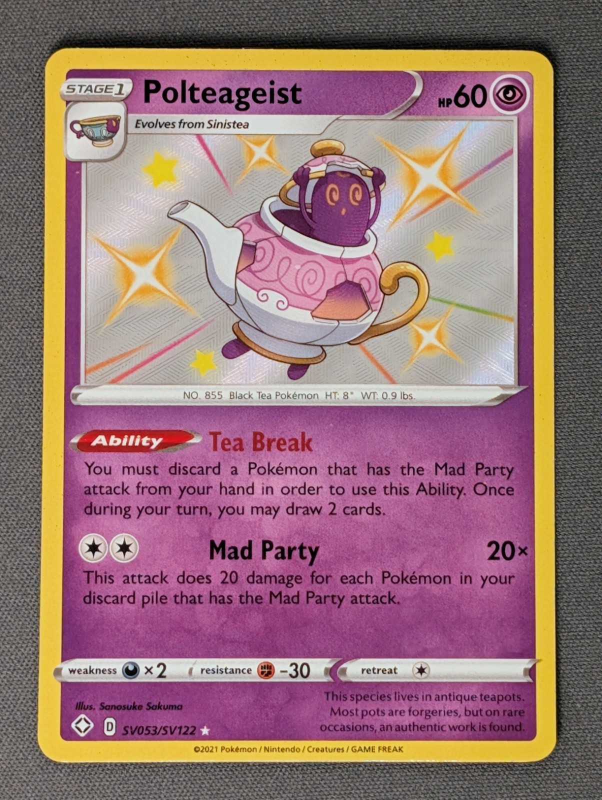 Polteageist SV053/SV122 Shiny Vault Holo Pokémon 2021 Shining Fates - NM