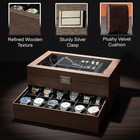 12 Solts Wooden Watch Box 2 Layer Jewellery Storage Case Organizer for Rings
