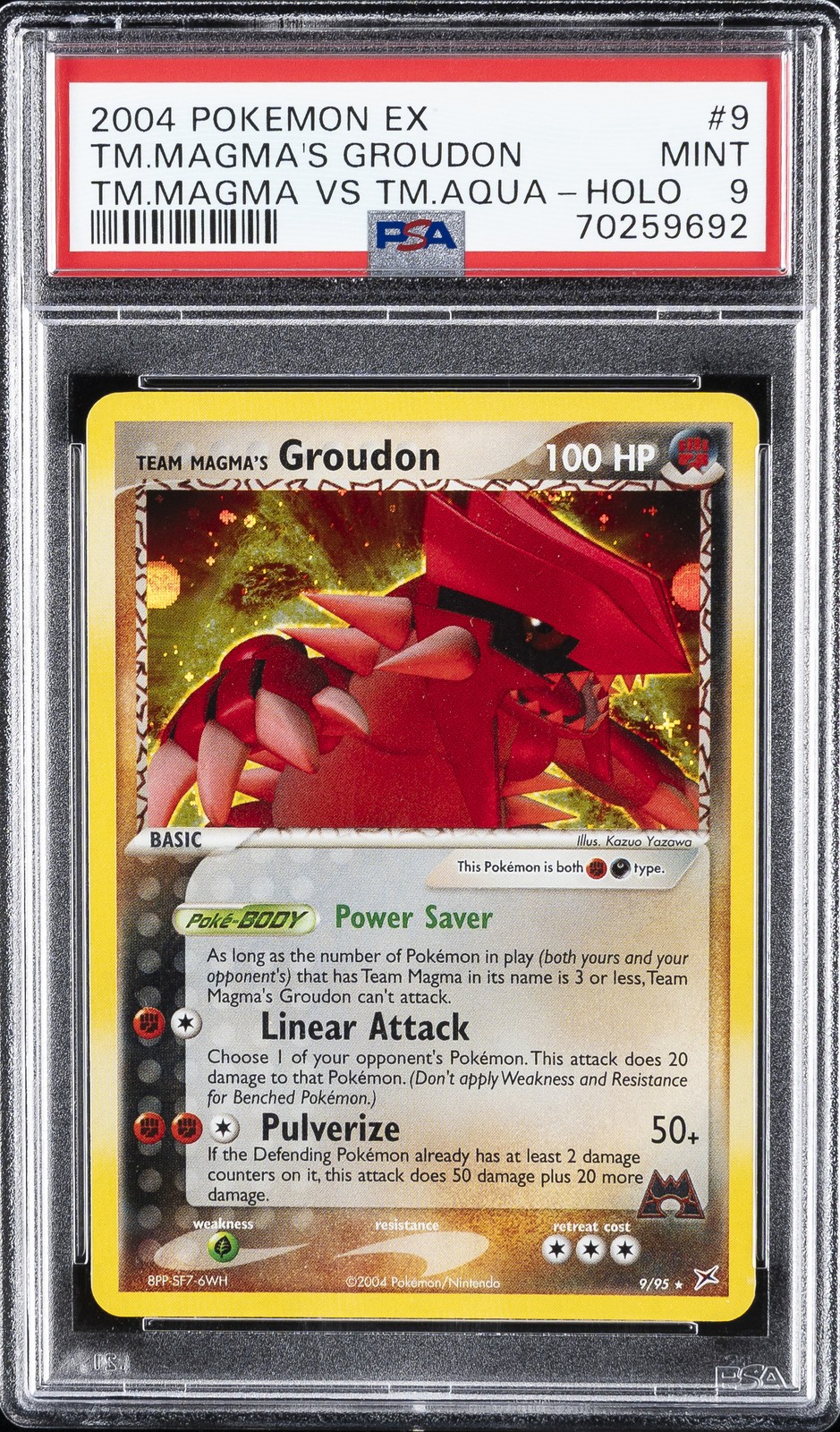 2004 POKEMON EX TEAM MAGMA VS TEAM AQUA #9 TEAM MAGMA'S GROUDON-HOLO PSA 9