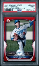 2023 BOWMAN DRAFT CHROME-RED REFRACTOR #BDC63 WYATT CROWELL 3/5 PSA 9