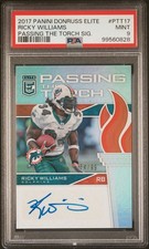 2017 Panini Donruss Elite Ricky Williams Passing The Torch Auto /99 PSA 9
