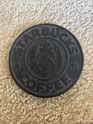 Vintage 1988 Starbucks Coffee Siren Logo Black Rubber Coaster UMBRA Canada