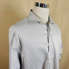 Brooks Brothers 17.5 35 Regent French Cuff Dress Shirt Blue Striped Cotton