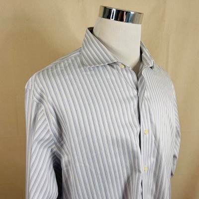 Brooks Brothers 17.5 35 Regent French Cuff Dress Shirt Blue Striped Cotton
