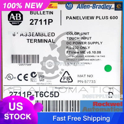 2711P-T6C5D PanelView Plus 600 Terminal, 5.5'' touch screen, RS-232, 24VDC s