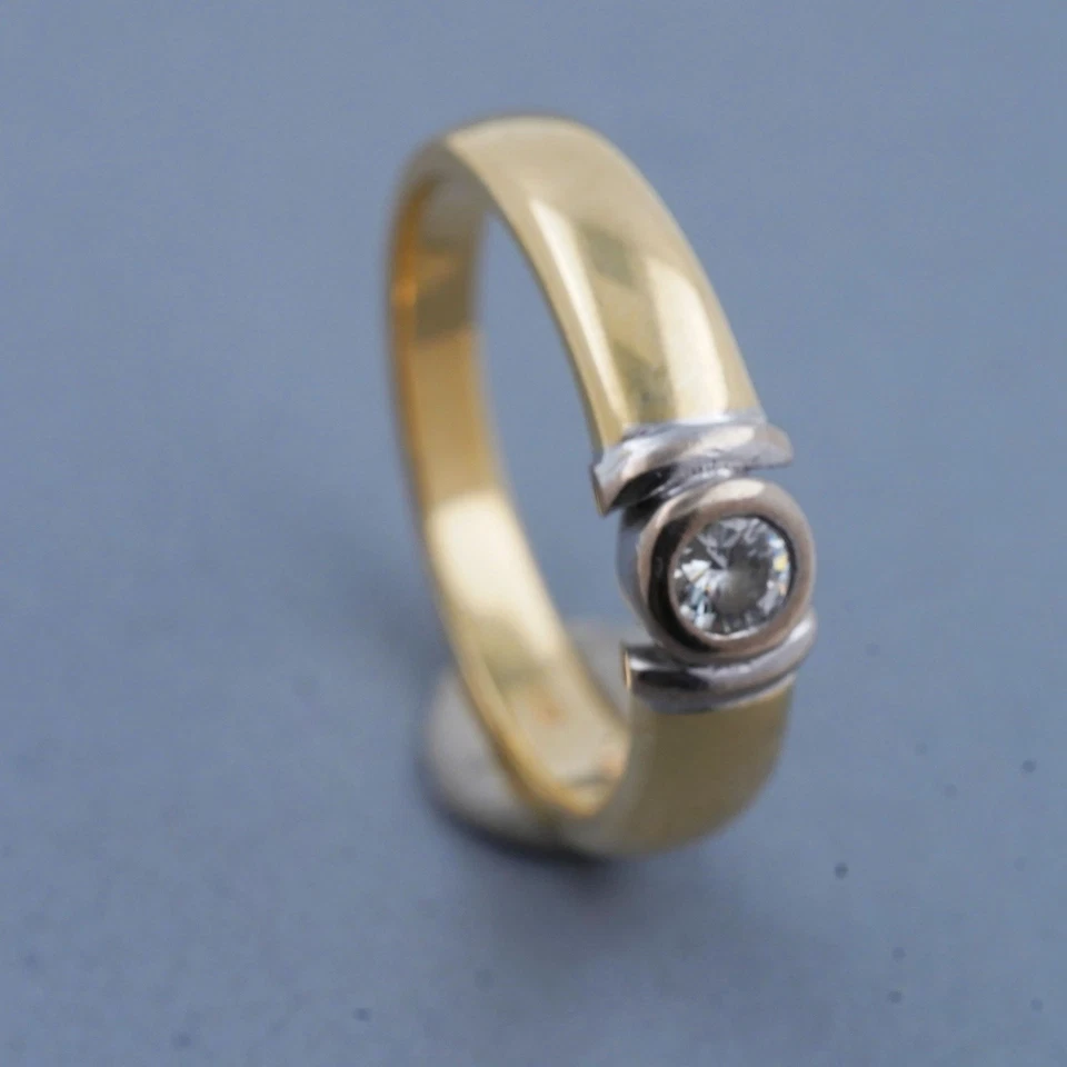 Solitär Ring 585 Gold 14 Karat Bicolor Diamant Brillant Damen Größe 55 Wert 990, - Bild 3 von 4