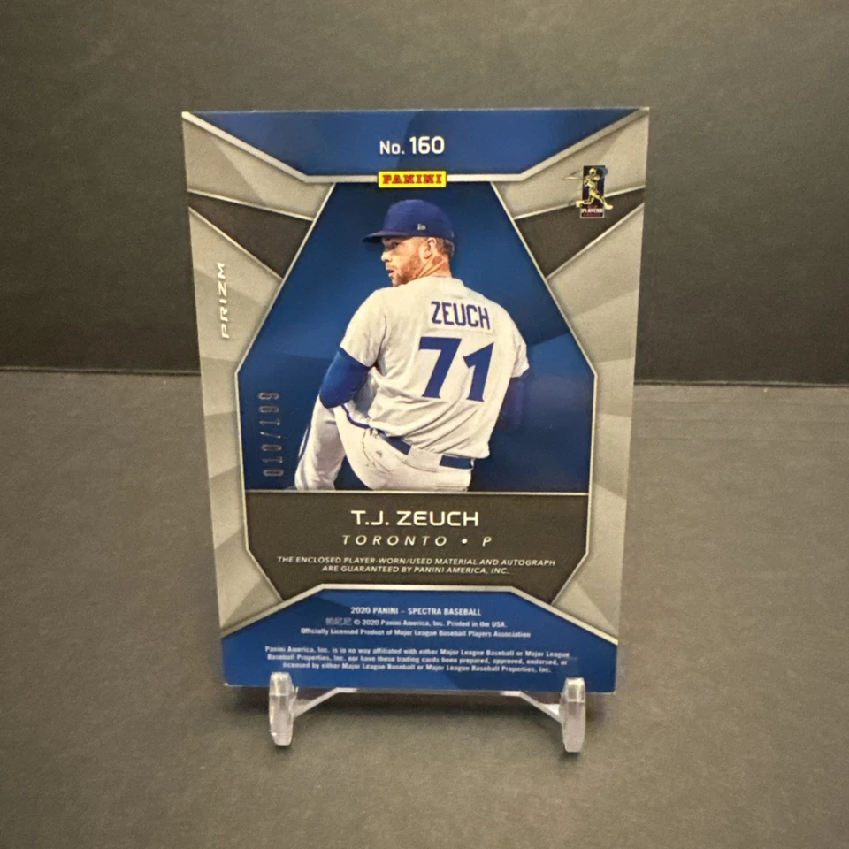 2020 Panini PRIZM SPECTRA MATERIAL AUTOGRAPH #160 T. J. Zeuch 10/199 EX/NM - Image 2 of 2