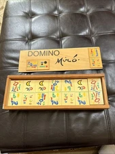Domino Miro Large Wooden Domino Set 'Parler Seul' Poem Artwork by Joan Miro