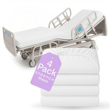 4 Pack Fitted Hospital Bed Sheets for Home or Institutional use, with Elastic Al