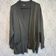 Comfortable Charcoal Grey Heather Open Front Cardigan Sweater Pockets Medium