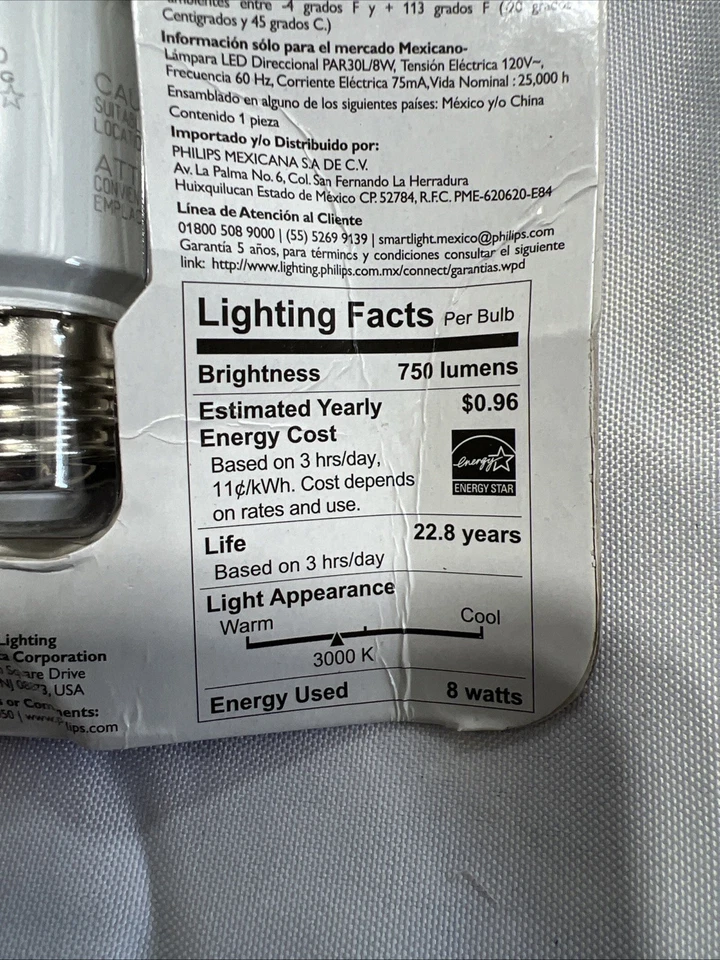 Philips Dimmable 8w LED PAR30S Flood Bright White Light Bulb FS 75w 10 Pack - Image 3 of 4
