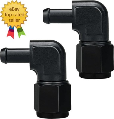 10AN Female to 3 8 Barb 90 Degree Hose Fitting Adapter Swivel Aluminum Black Pac