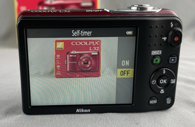 Nikon COOLPIX L32 Digital Camera, Box Red 20.1 MP 5x Zoom 2GB SD