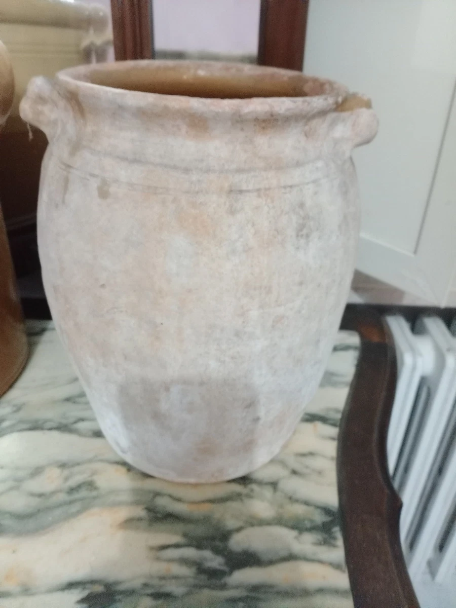 Vaso vintage con manici, in ceramica, fatto a mano, in terracotta, per decorazione soggiorno, casa, ufficio, vaso per erba della pampa, decorazione rustica antica, altezza 18 cm