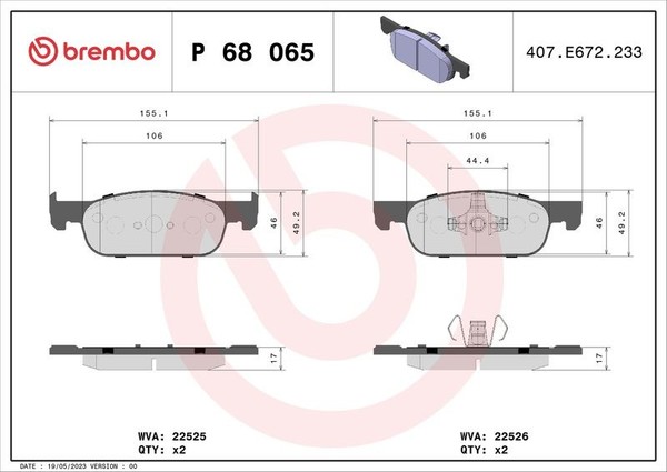 Brembo Bremsbelagsatz, Scheibenbremse P 68 065 FüR Dacia Renault-image