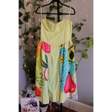 Farm Rio Inspired Tropical Fruit Print Midi Dress Size M Fits Like Small
