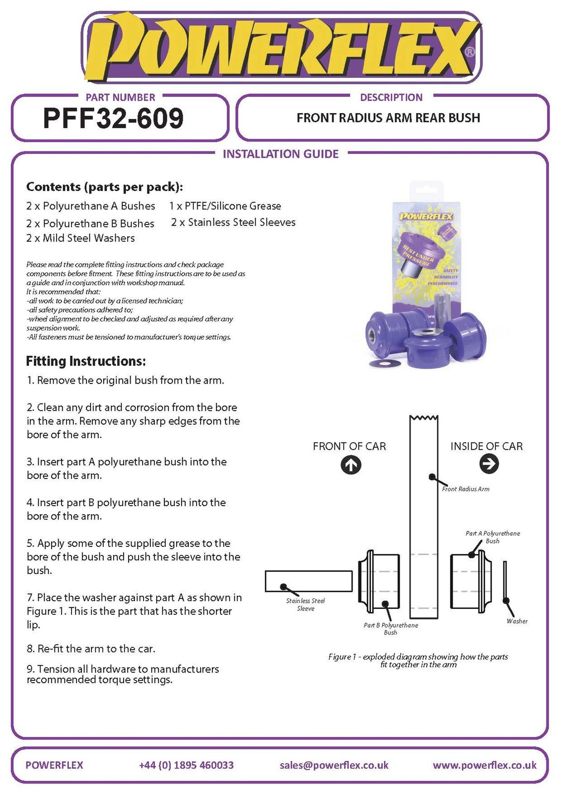 PFF32-609 Powerflex Road Front Radius Arm Rear Bushes