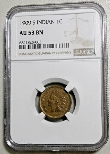 1909-S INDIAN HEAD CENT NGC AU53 BN