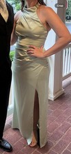 Azazie Jemma Dusty Sage Sheath Pleated Stretch Satin Dress A10