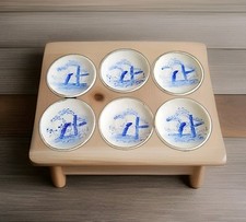 Vintage Artmark Miniature Dollhouse Plates Ceramic Set of 6 Blue White Japan HTF