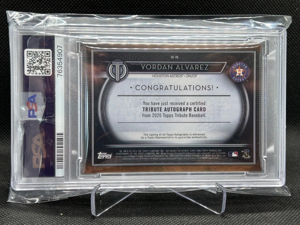Yordan Alvarez 2020 Topps Tribute RC Autograph ORANGE 24/25 PSA 9 Mint #TA-TY - Image 2 of 2