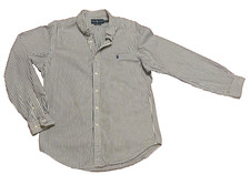 Mens Shirt Size 16/L Button Down Ralph Lauren Blue White Striped