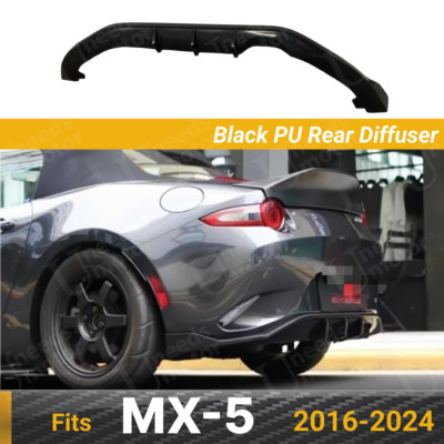 Fits 2016-2024 Mazda MX-5 Miata Black PU JDM Style Rear Bumper Diffuser Body Kit