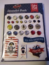 Crafts Decorative Brads Pirate Tales Aye Aye Captain Compass Skull Crossbones