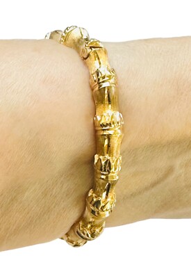 18k gold bamboo デザインブレスレット SALE 1/1 まで 18k Yellow Gold Bamboo Hinged Bangle 6.75
